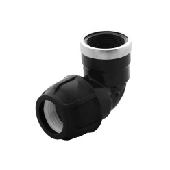 Codo 90º rosca hembra con refuerzo inox PE